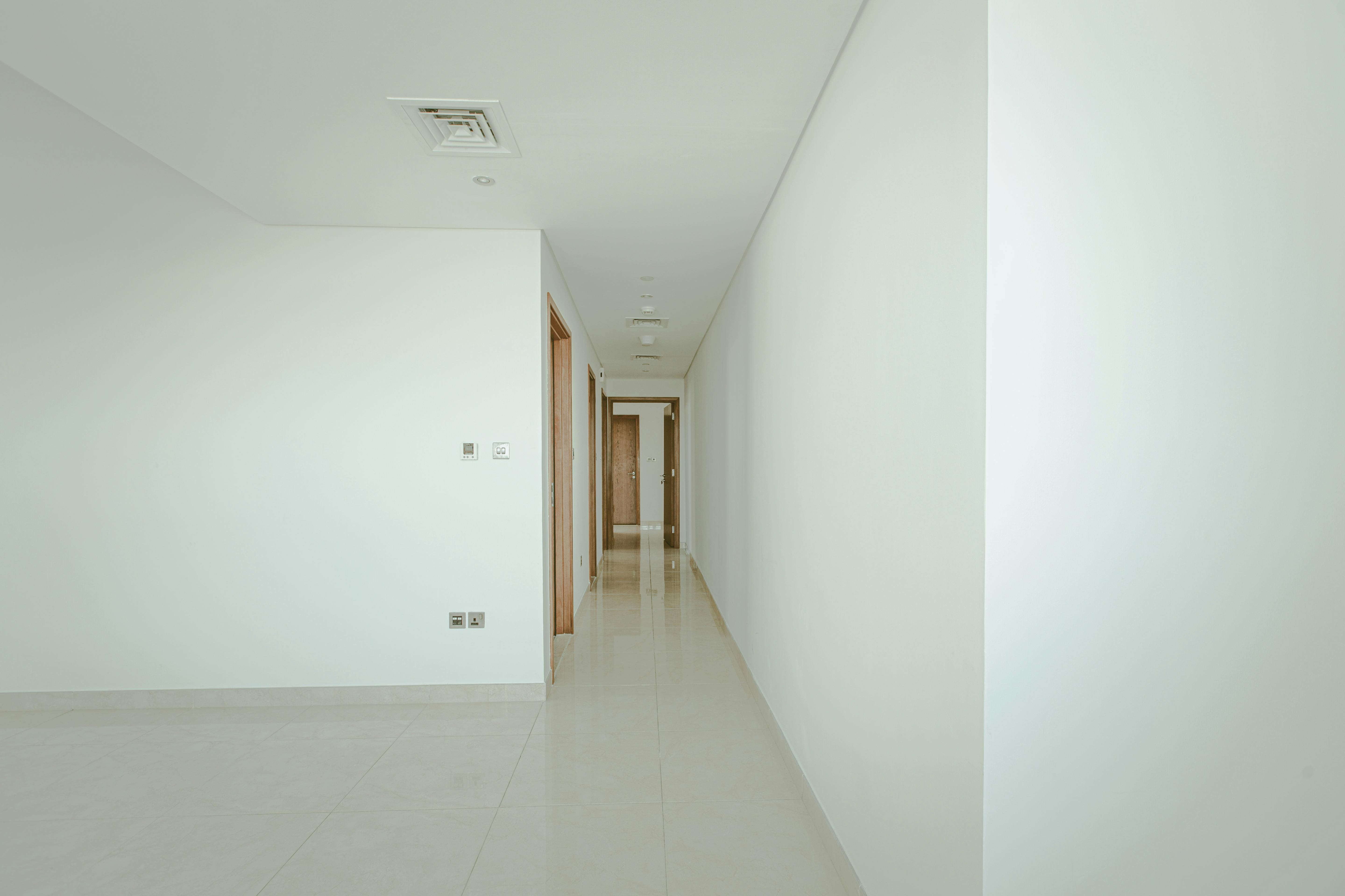 Empty White Hallway